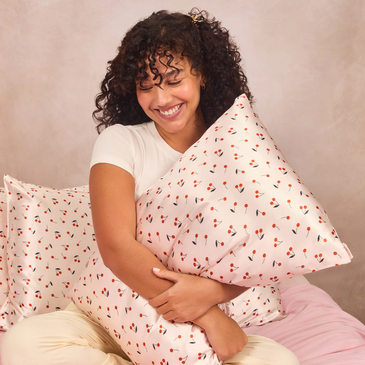 Satin Pillowcase in Cherry Print - King - Image 3