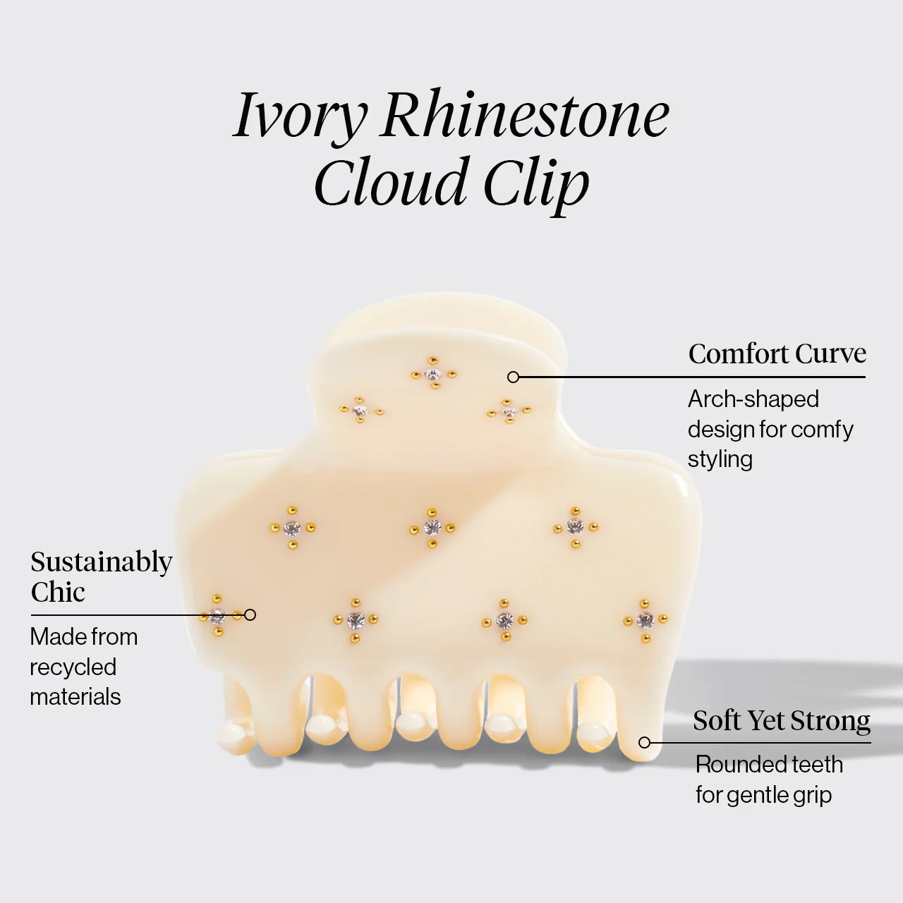 Ivory Rhinestone Cloud Claw Clip - Image 2