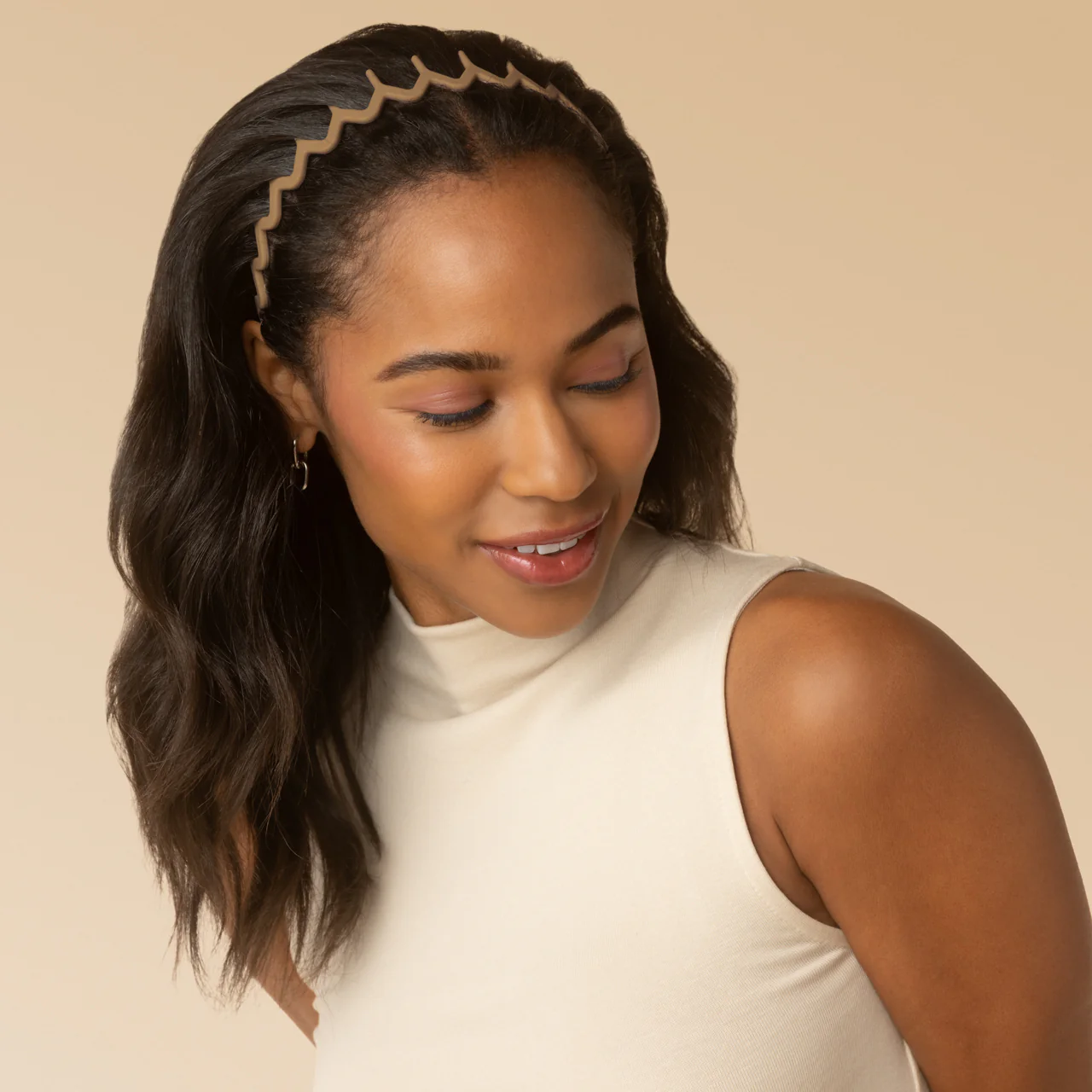 Recycled Plastic Zig Zag Headband 2pc - Neutral - Image 4